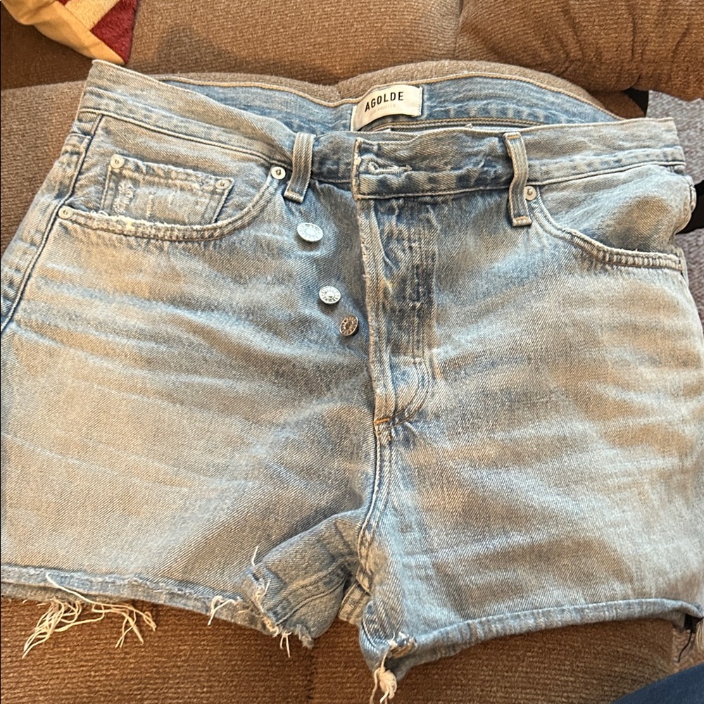 Agolde Light Blue Jean Shorts
